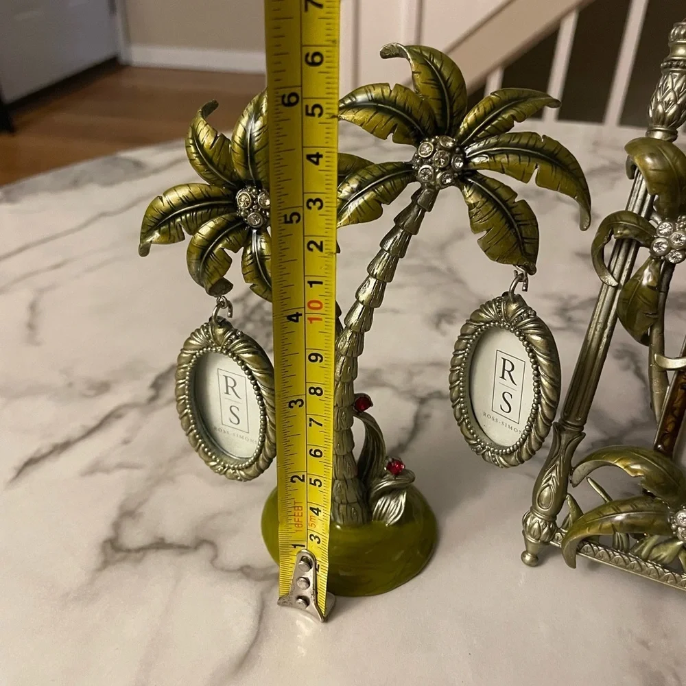 VTG Decorative Palm Tree Photo Frame Set - Green and Gold